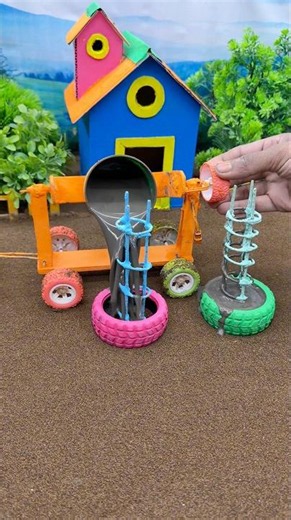 😱 Real Working Mini Tractor Making Cement Pillar | Amazing DIY Construction Machine 🚜 #shorts