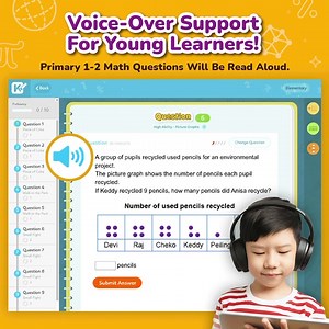 📢 Help your Primary 1 & 2 child learn independently with KooBits’ new Voice-Over Feature! Is your child struggling with reading math and science questions on KooBits and has to ask Mom & Dad to help? We’ve got great news for you! Introducing Voice-Overs for ALL Maths & Science Primary 1-2 questions on KooBits! Simply click on the blue speaker icon to hear the questions being read aloud by a friendly voice! Our team has carefully designed this feature with your child’s learning in mind: - 🎤 Mim