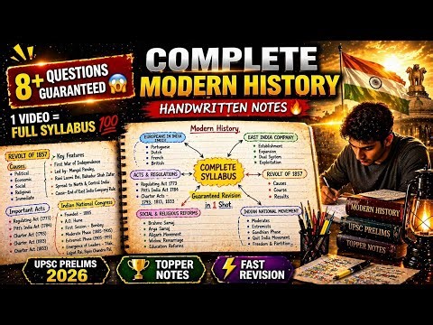 👉 Complete Modern History in One Shot 🔥 | Full Syllabus UPSC 2026 | Handwritten Notes + Mindmaps