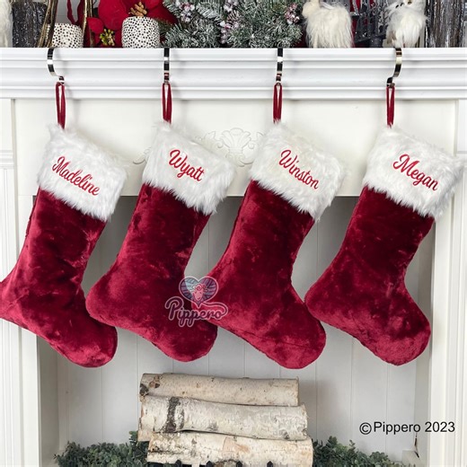 Red Velvet Plush Personalized Stocking | Velvet Custom Stocking - Family Knit Stockings - Red Christmas Stocking - Etsy Australia