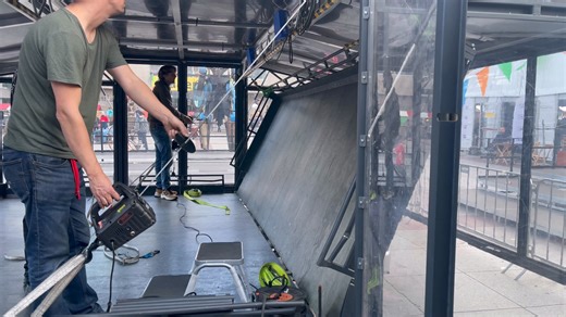 The arena folding up. It takes about 45 mins to be completely set up or packed away, mad stuff. | Monsoon - BattleBots