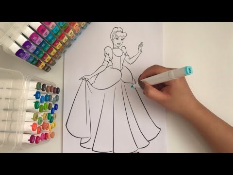 ✨Relaxing Cinderella Coloring 💙Aesthetic Marker Coloring | Satisfying Art Video