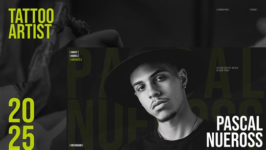 Dark Minimal Landing Page for Tattoo Artist