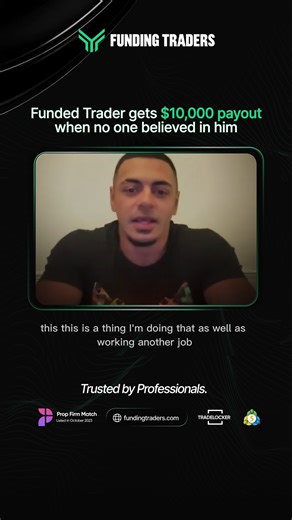 Trader secured a $10,000 payout when no one believed him... He was working a normal 9–5. Trading before work. Trading after work. Studying charts while everyone else switched off. People said it was unrealistic. Too risky. Not worth the effort. So he kept it quiet. Kept his job. Kept trading with discipline. One setup at a time. One rule at a time. Now the results speak for him. You don’t need to quit your job to get funded. You need patience and consistency. | FundingTraders.com