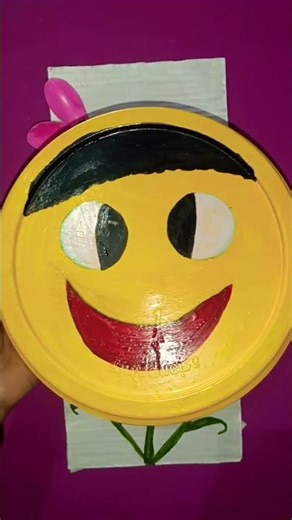 waste of the waste paint box cap to make smiley emoji for garden decoration ❤️❤️ #shortvideo ❤️❤️