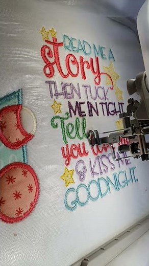 Brother Innovis V3 in action. Embroidered part of a reading pillow.