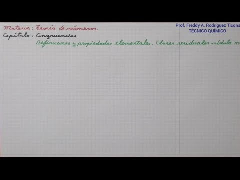 CONGRUENCIAS: CLASES RESIDUALES MODULO m. (video 5). MATERIA TEORÍA DE NÚMEROS.
