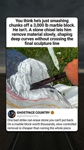 CHISELING A 3,000LB MARBLE BLOCK