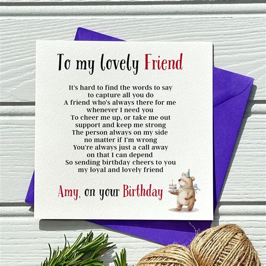 Heartfelt Birthday Poem Card for Friend – Keepsake Gift - Etsy