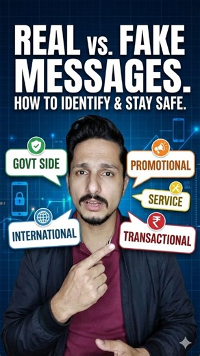 Rohitash | Tech Enthusiast on Instagram: "Aapke phone par aane wale har SMS ka matlab alag hota hai 📩 Promotional message 🔔 Government update 🏛️ Bank / OTP alert 🔐 Scam ya fraud warning 🚨 Is reel me samjhaaya hai kaunsa message safe hai aur kaunsa ignore karna chahiye. Thoda sa knowledge, bada nuksaan bachata hai 💡 Save & Share – sabko pata hona chahiye 👀 (Text message type, how to identify the text message, text message scam alert, digital security, digital safety) #SMSAwareness #Digital