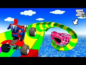 SUPERHEROES Compete in Insane Water Slide RACE 🏍️🪂 SPIDER-MAN Challenge race