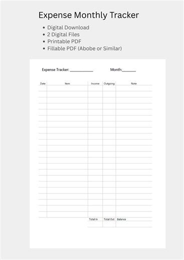 Expense Tracker Printable & Fillable PDF – Budget Planner - Money Tracker - Etsy