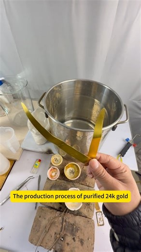 Purifying gold containing rhenium to 24k gold. #gold #goldfactory #money #goldbar