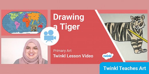 Primary (Ages 5-11) Art: How to Draw a Tiger Video Lesson