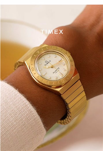 Retro gets a resize. This petite take on our ‘70s Q Timex sports a tinier 30mm case and Perfect Fit expansion band in stainless steel. Choose from a cream, ice blue, or pastel pink dial that perfectly matches the stationary top ring. #timex #qtimex #newwatch #watchtok #analoglife