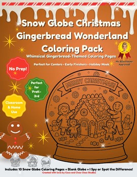 Snow Globe Christmas: Gingerbread Wonderland Coloring Pages | Holiday Activities