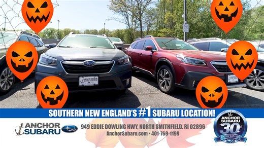There's no tricks, just treats, only at Anchor Subaru, like 0% financing. That's right, 0% financing on all 2025 Outbacks for up to 72 months and 0% financing on select 2025 Crosstreks for up to 60 months. That's right, 0% and you won't find this anywhere except Anchor Subaru. Anchor Subaru: Route 146 in North Smithfield or online at www.anchorsubaru.com | Anchor Subaru