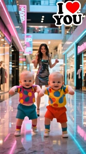 💖 Twin Babies & Puppy Dancing in Luxury Mall 🎈 Cutest Viral Baby Shorts 2025 | #cutebaby #baby