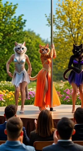 Three beautiful cats pol dancing in a birthday party 😻🎂#meowmeow #catsoftiktok #humortiktok #tiktok