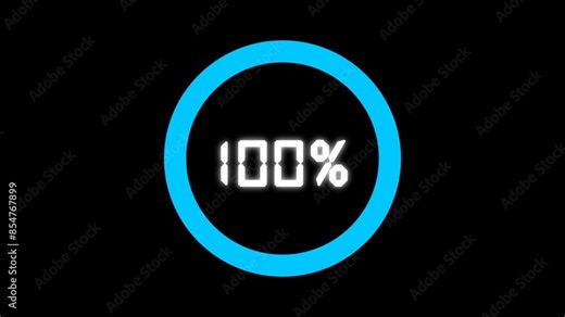 From 0 to 100 percent Infographic animation on alpha channel. Loading animation 100 percent with alpha channel