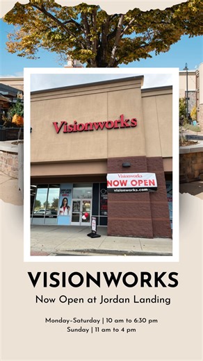 Big news at Jordan Landing! 👓 Visionworks is now open next to Baskin Robbins. Stop by to browse frames, update your prescription, or click here to schedule an eye exam: https://bit.ly/4i21GWd 😎 | Jordan Landing