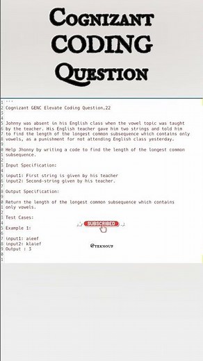 Cognizant Previous Year Coding Questions #Cognizant #GenC #coding