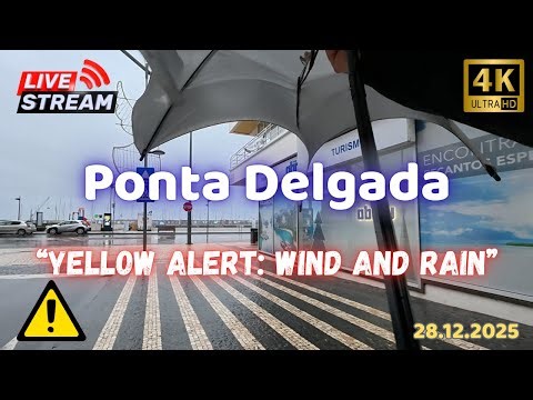 🎥 Ponta Delgada ⚠️🌧️☂️🚶‍♂️"Yellow alert: wind and rain for the Eastern Group" - S. Miguel - Azores