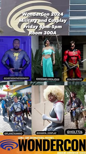 WonderCon 2024 Military and Cosplay Panel Friday 3/29/24, 4pm-5pm Room 300A. You don’t want to miss this. #wondercon #wonderconpanel #veterans #cosplayer #marvelcosplay #dccosplayer #starwarscosplay | CHIEF GEEK PHOTOGRAPHY