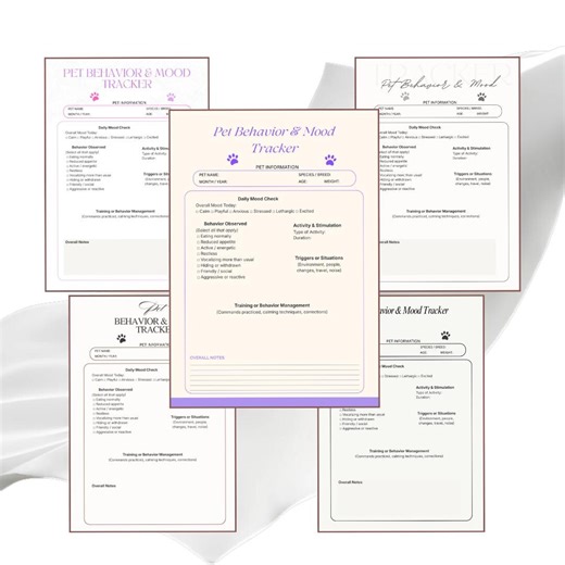 Dog & Cat Behavior Log | Pet Behavior and Mood Tracker PDF PNG - Pet Emotions Journal | Training and Wellness Planner | Instant Download - Etsy