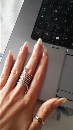 Nadiana's natural long nails tapping and scratching laptop (december 2021)