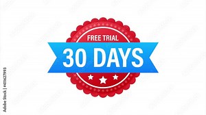 30 days free trial label, badge, sticker. Software promotions for free downloads. It can be used for application. illustration.