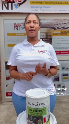 Zinc Roof? Don’t Worry, We’ve Got You Covered! Ms Dubazana highlights the power of Zinc Chromate as the essential first step for zinc roofing. For best results, zinc chromate should always be applied before roof rubber, creating the perfect bonding surface while enhancing durability and protection. Protect your roof the right way start with zinc chromate and finish with confidence. #PaintsByNT #RoofProtection #FYP