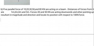 b) Five parallel force of 10,20,30,50 and 80 KN are acting on a... | Filo