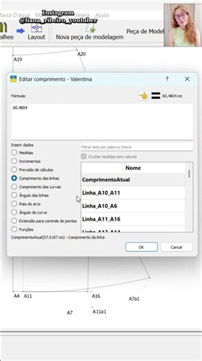 Como usar a opção COMPRIMENTO ATUAL no Valentina