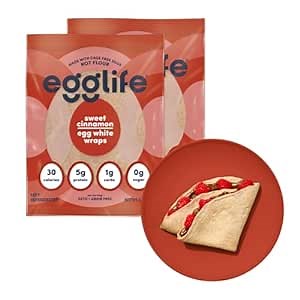 egglife egg white wraps, Sweet Cinnamon, Egg White Wraps, 12 Total Wraps (2-6 Packs) - Gluten Free, Dairy Free, No Flour, Sugar Free, Keto Friendly, Paleo, Low Net Carb, Protein Packed