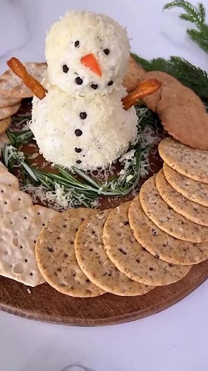 Snowman Cheese Appetizer Recipe with Boursin