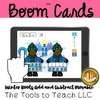 Boom™ Cards Winter Boots Add and Subtract to 20 on Tens Frames Grade 2