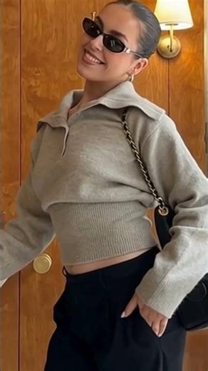 This Knitted Polo Neck Sweater Is the Definition of Quiet Luxury | Modern Chic Look #womensfashion