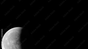 Time lapse fast motion real 4K UHD telescopic view of the total lunar eclipse during 27 July 2018 - central lunar eclipse which occurred near apogee was the longest total eclipse in 21st century