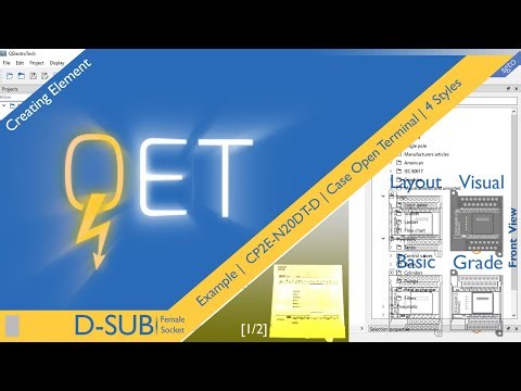 QET QElectroTech, Creating Element : CP2E-N20DT-D | PLC | Case Open Terminal (1/2)