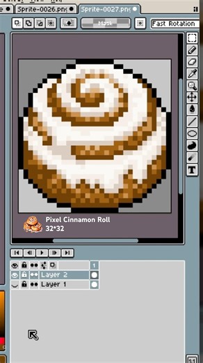 Pixel Cinnamon roll #art #pixelart #gamedev#gameart #art #timelapse #tutorial#shorts #aseprite
