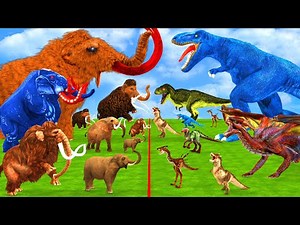 Prehistoric Mammals vs Prehistoric Dinosaurs Mammoth Elephant vs Dinosaur Size Comparison Animals