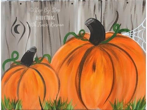 Pumpkins on a Faux Wood Background