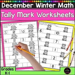 December Math Tally Mark Worksheets – Count, Draw & Write Numbers 1–10 K-1