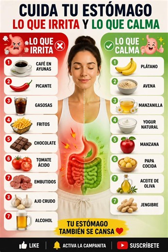 “Lo que irrita… y lo que calma tu estómago” #cuidatucuerpo #salud #bienestar