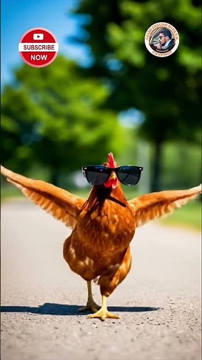 Chicken Running with Sunglasses 😎 | Funny Animal Clip | Viral AI Short
