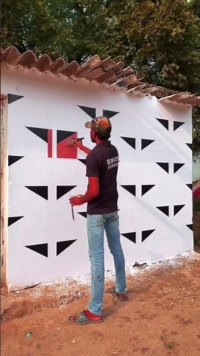 How Professionals Start a Wall Painting Project 🎨 #wallpainting #walldesign #art #homedecor #viral