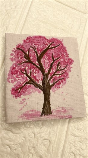 Easy way to paint aesthetic pink tree #art #painting #easypainting #shorts #beautiful #acrylic