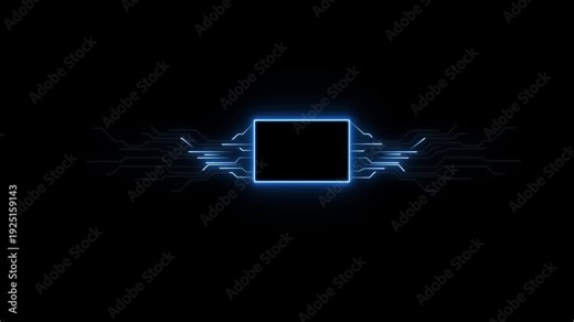 neon line Animated circuit board. Digital technology background. Central computer processor CPU concept. Motherboard digital chip lines connecting electronic on 4k video animation .