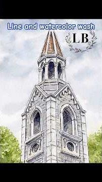 Line and watercolor wash tutorial. Pen and watercolor step by step